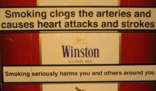 Warning on a box of Winston cigarettes