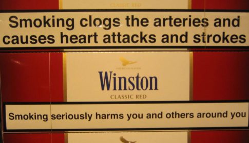 Warning on a box of Winston cigarettes