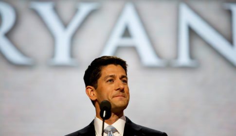 Speaker Paul Ryan headshot against a banner of his last name
