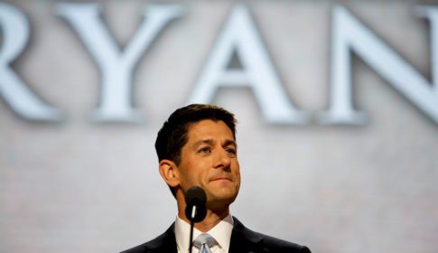 Speaker Paul Ryan headshot against a banner of his last name
