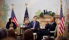 Sarah Kliff and Ezra Klein from VOX, interviewing President Barack Obama at the White House