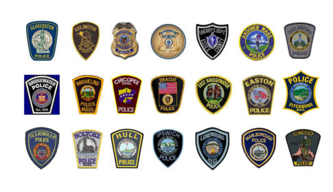 Badges of Massachusetts police departments that have joined P.A.A.R.I.