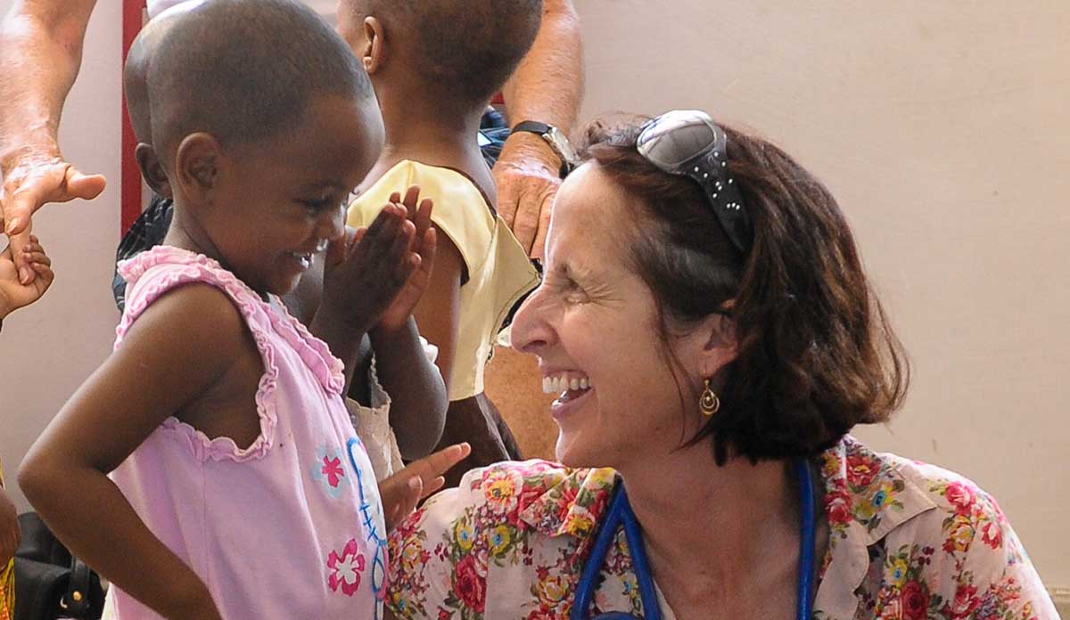 Dr. Trish Scanlan with a young girl