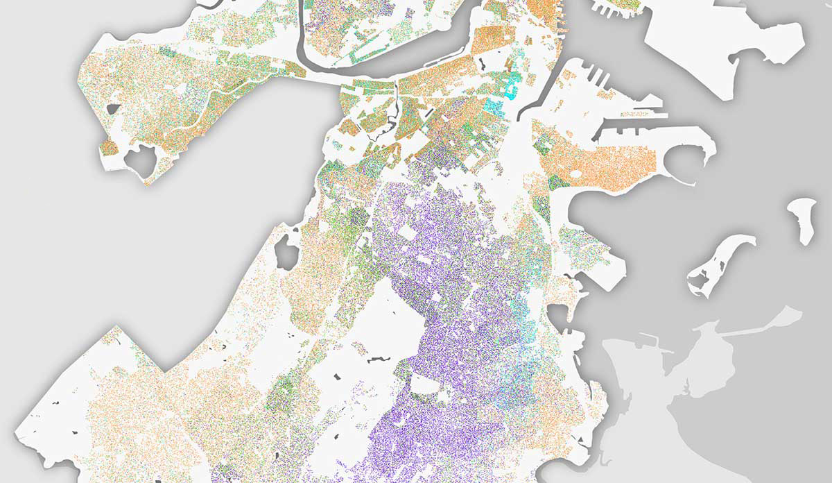 Map of Boston by race and ethnicity by Bostonography