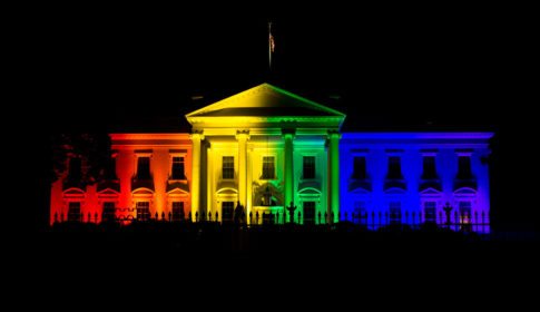 White House lit with Pride colors