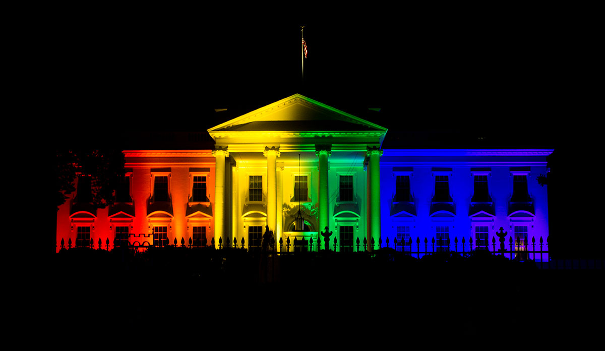 White House lit with Pride colors