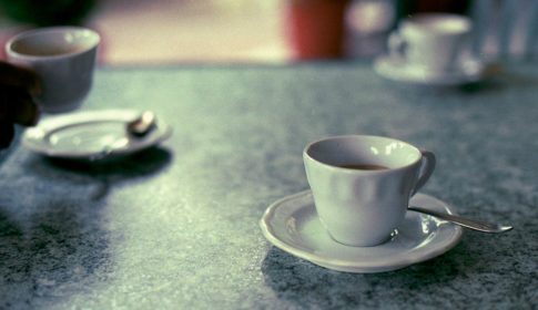 A table with a cups of coffee