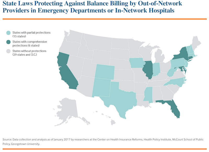 Map of states protecting against balance billing
