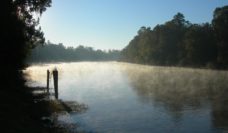 Mist rising off the Cape Fear River