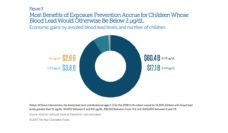 Graph showing economic gains by avoided blood levels and number of children