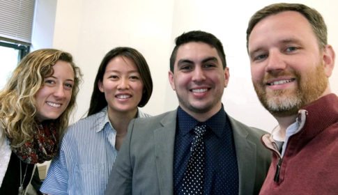 Left to right: PHP Fellows Madeline Bishop, Qing Wai Wong, Gilbert Benavidez with David Jones