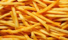 A close up of many french fries