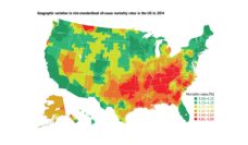 U.S. map showing variation in Medicaid mortality rates