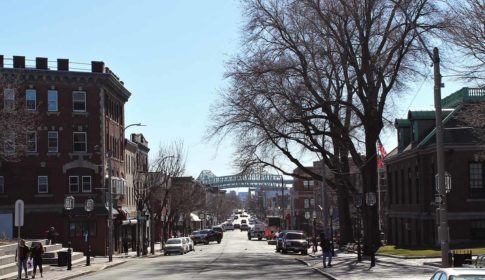 Chelsea, MA, looking down Broadway at the Tobin Bridge