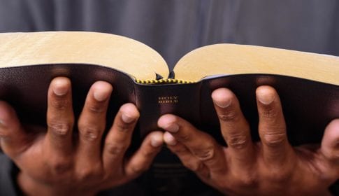 Hands holding Bible