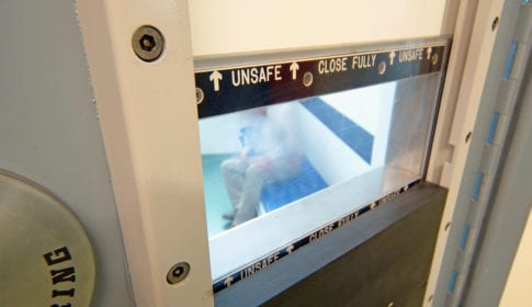 Small window into a prison cell