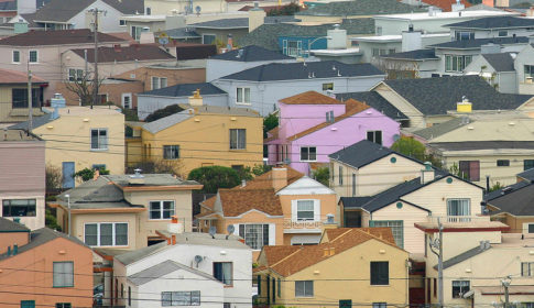 crowded colorful houses
