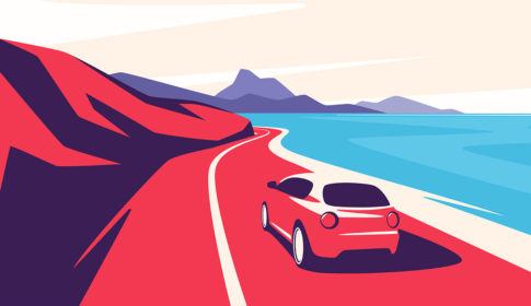 car on road illustration