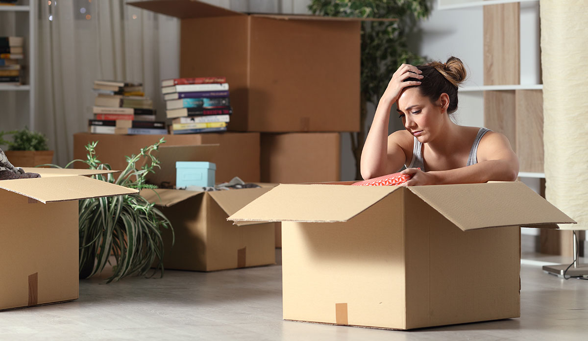 Person packing boxes