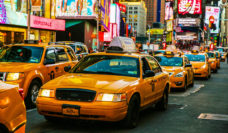 road with many taxis