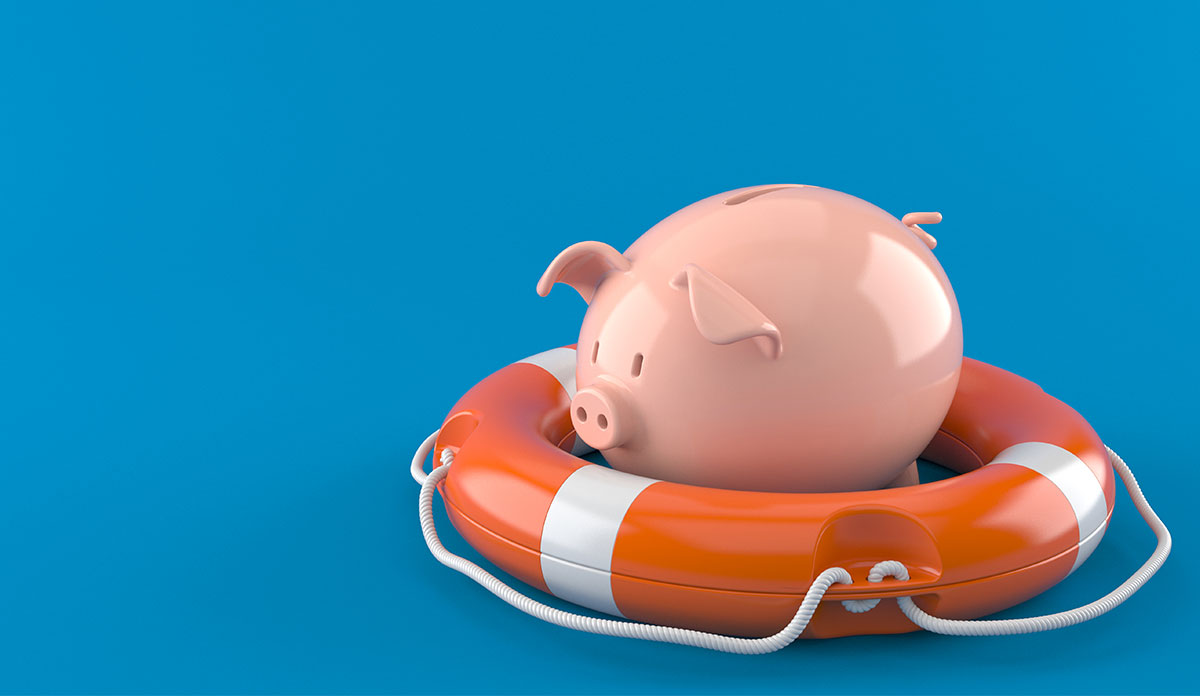 piggy bank in life preserver