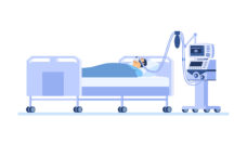 Illustration of person in hospital bed