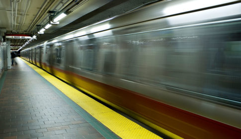 subway car in empty station