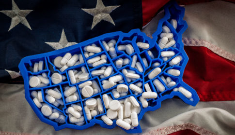 US map with pills
