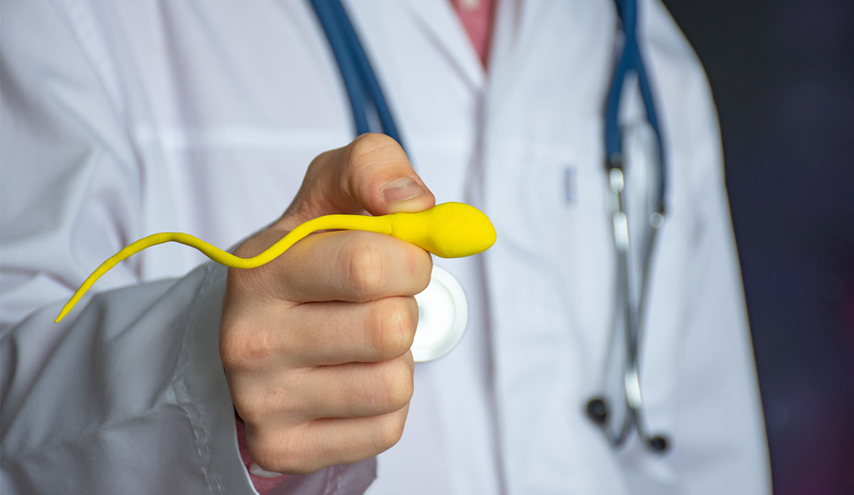 doctor holding plastic sperm