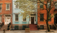 strip of homes in a city