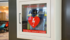 Automated External Defibrillator(AED) on the wall in case of cardiac arrest or emergency