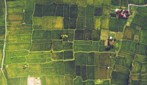 arial landscape of rural farmland