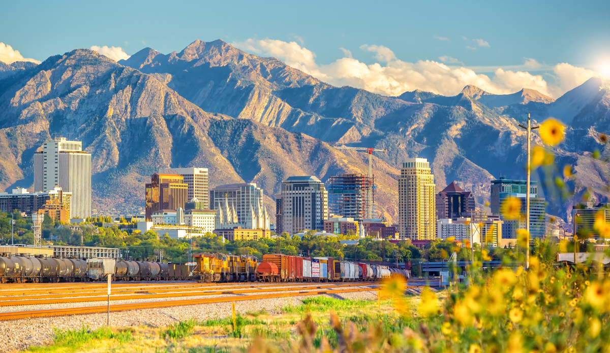 skyline of Salt Lake City, Utah, where the headquarters for Intermountain Health are located