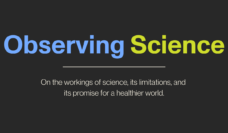 "Observing Science" title and tagline on dark grey background