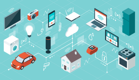 illustration featuring the internet of things and smart home technology