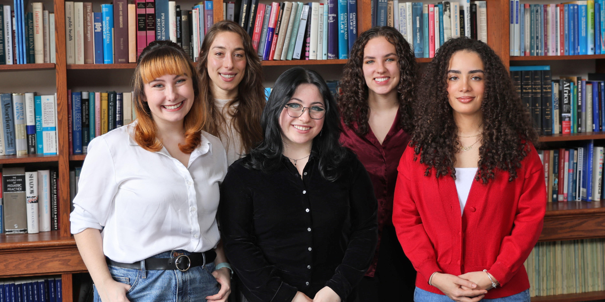 group photo of 2024 PHP fellows, (from left: Abby Varker, Lia Musumeci [back], Heather Sherr, Dani Weissert [back], Jude Sleiman)